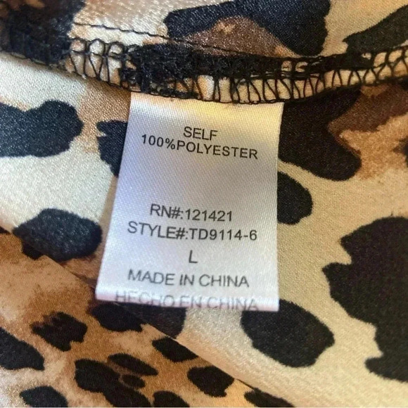 Ellison Maxi Dress Size L Animal Cheetah Print Slinky Mob Wife Comfy Button Down - Picture 5 of 9
